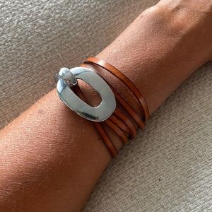 Wrap Bracelet - Brown & Silver